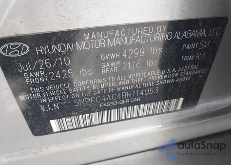 2011 Hyundai Sonata Limited from USA, damaged, VIN 5NPEC4AC4BH114053